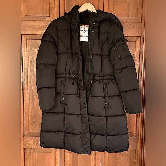 Steve Madden Jackets & Blazers - 🏷️ BNWT STEVE MADDEN LONG BLACK WINTER COAT~MD~w/THUMB HOLES & POCKETS